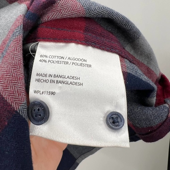 Original Weatherproof Gingham Plaid Flannel Button Up Long Sleeve Men's Medium - Picture 5 of 6